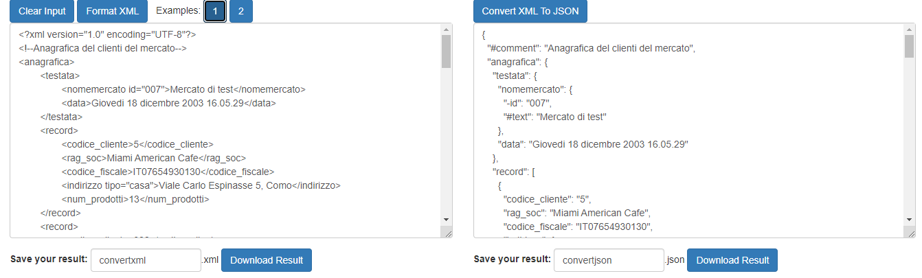 convert xml to json online
